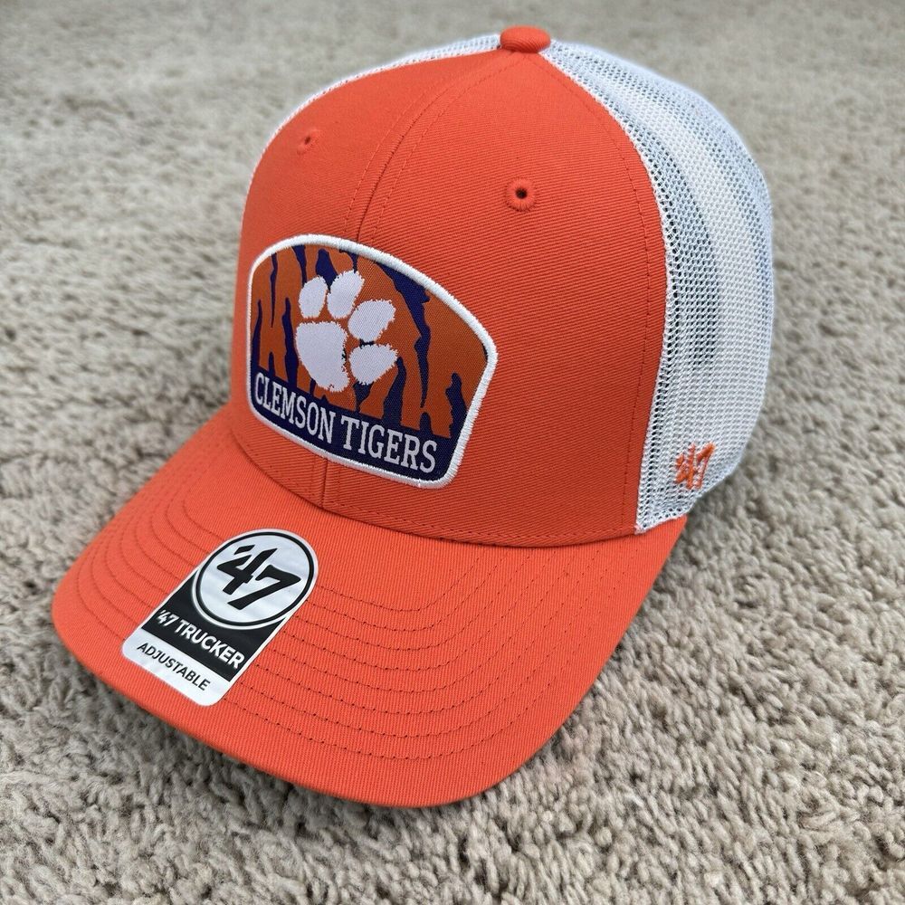 Clemson Tigers Hat '47 Brand Trucker Snapback Orange‎ Factor White Mesh Cap NWT